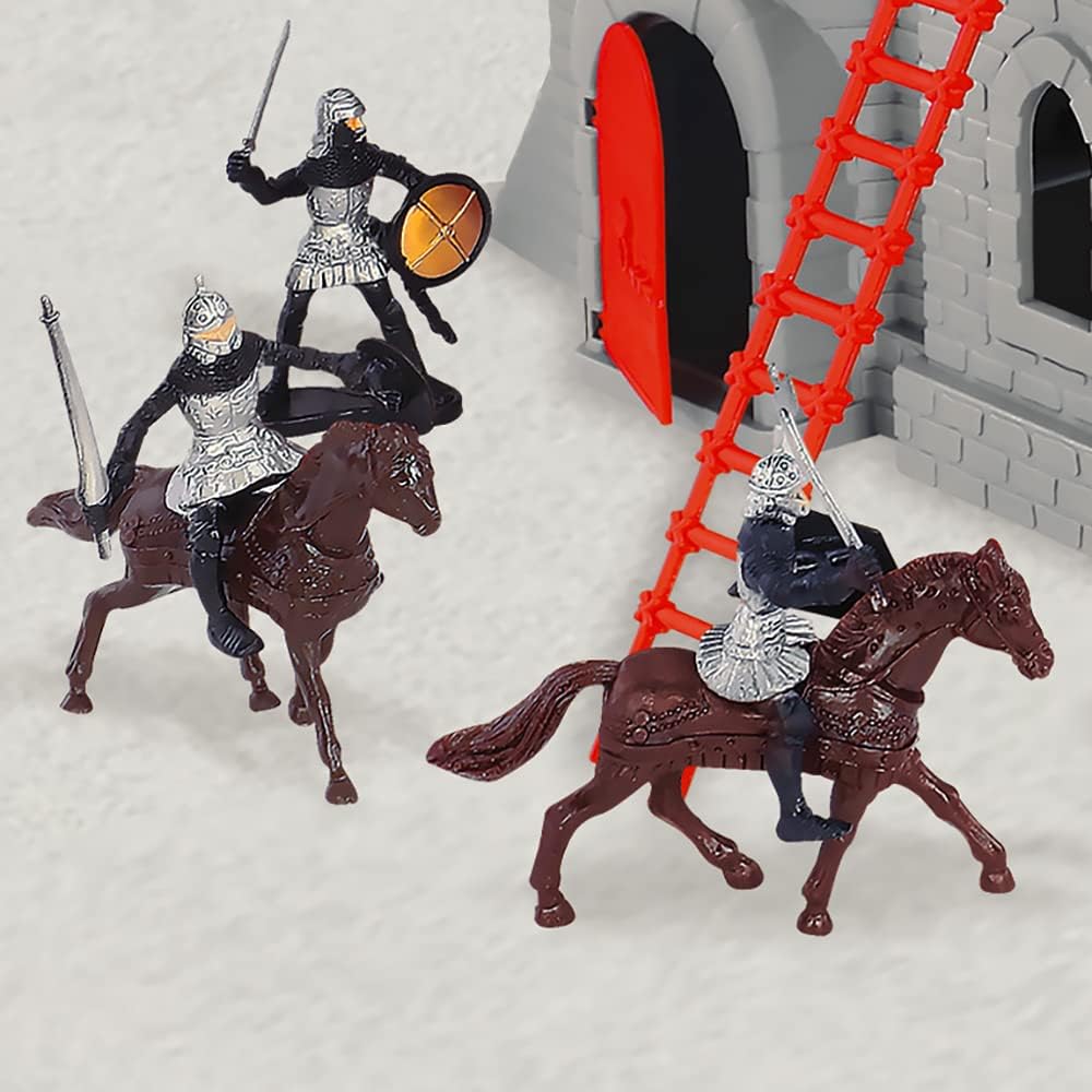 Château Fort STARLUX avec Figurines Chevaliers, Soldats, Dragon, Catapultes et Accessoires Inclus