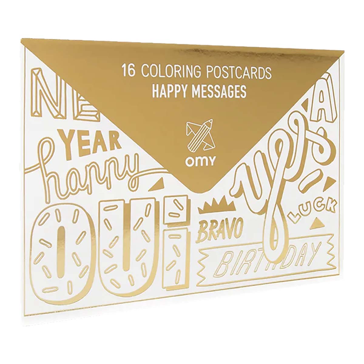 16 cartes postales à colorier Happy Messages Omy