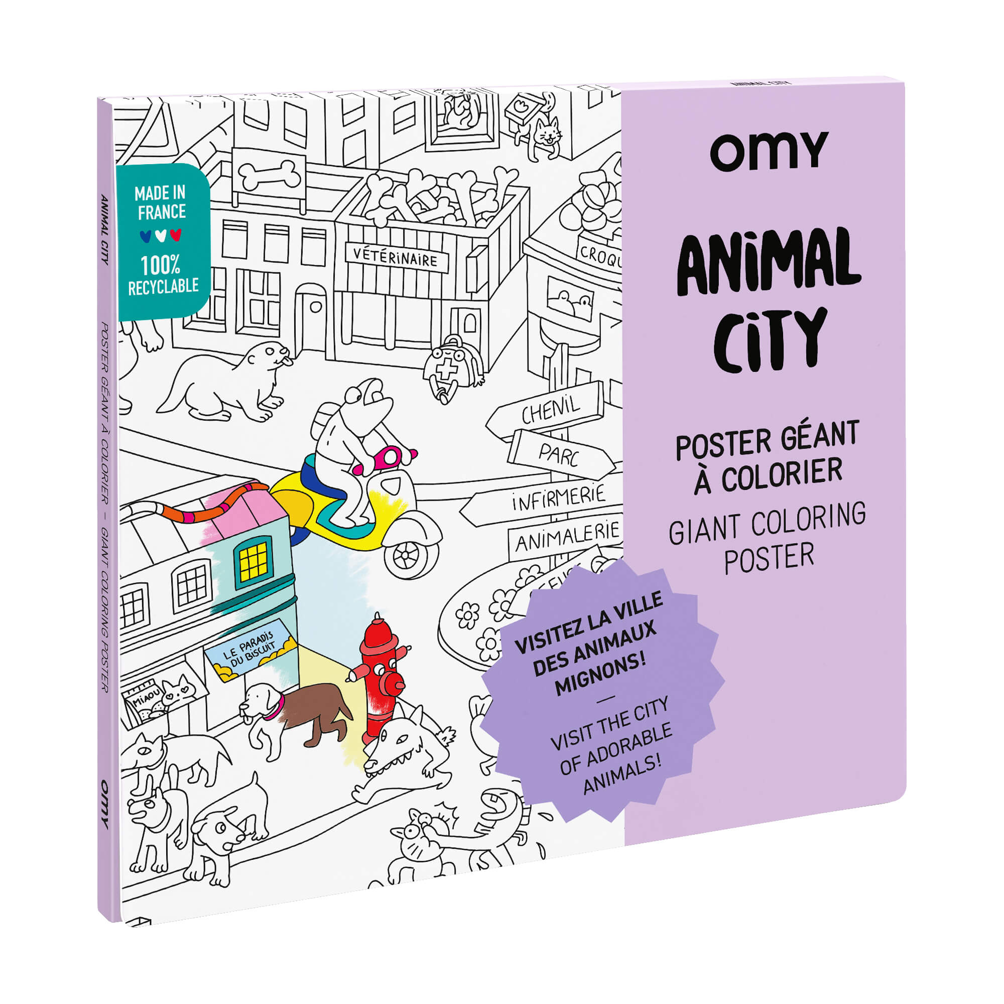 Poster Géant à colorier Animal City by OMY