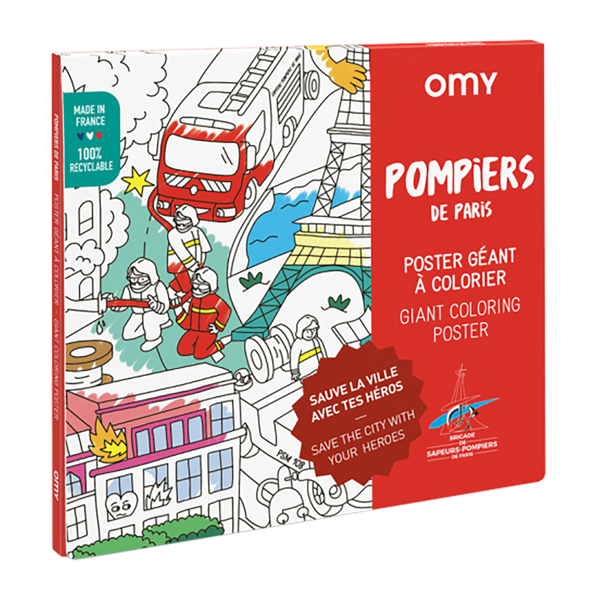 Poster Géant à colorier POMPIERS by OMY