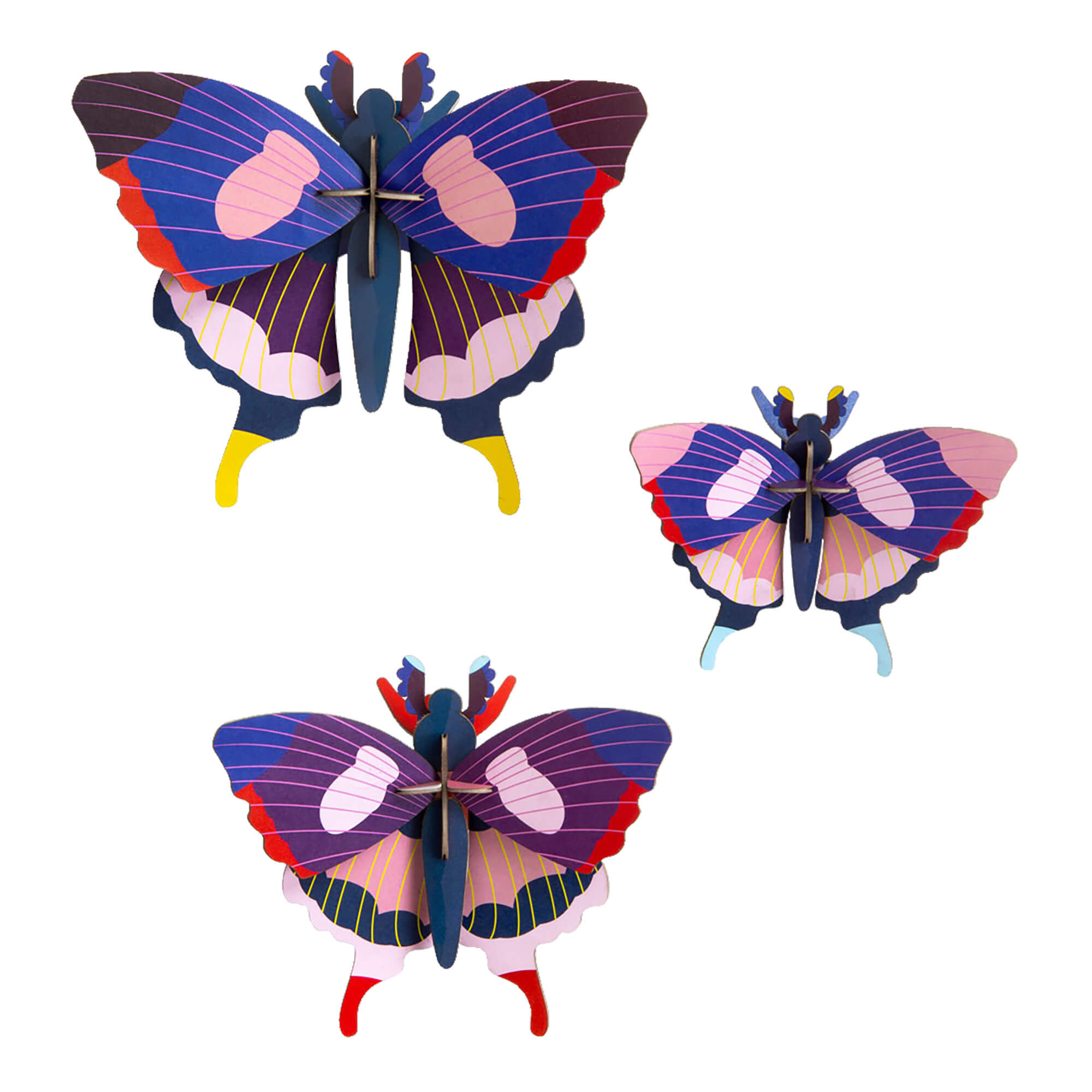 Décoration murale Trio de Papillons Queue d'aronde en Carton recyclé
